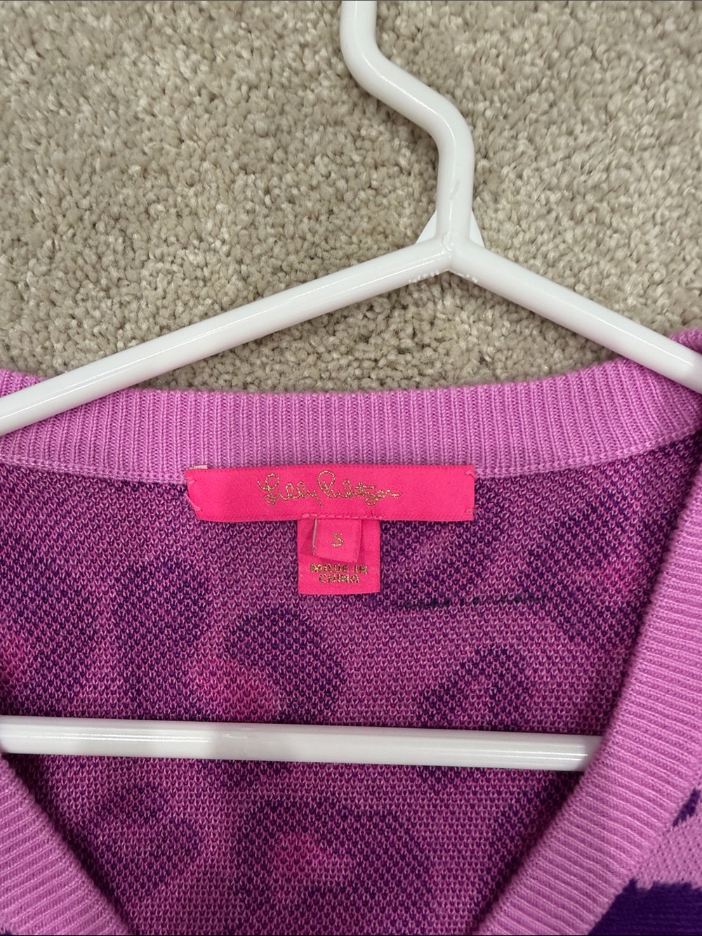 Lilly Pulitzer Pink & Purple Leopard V-Neck Sweater - Picture 2 of 4